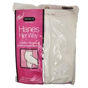 Hanes Her Way VTG 1991 Ladies Thermal Ankle Bottoms Leggings NOS Size Medium